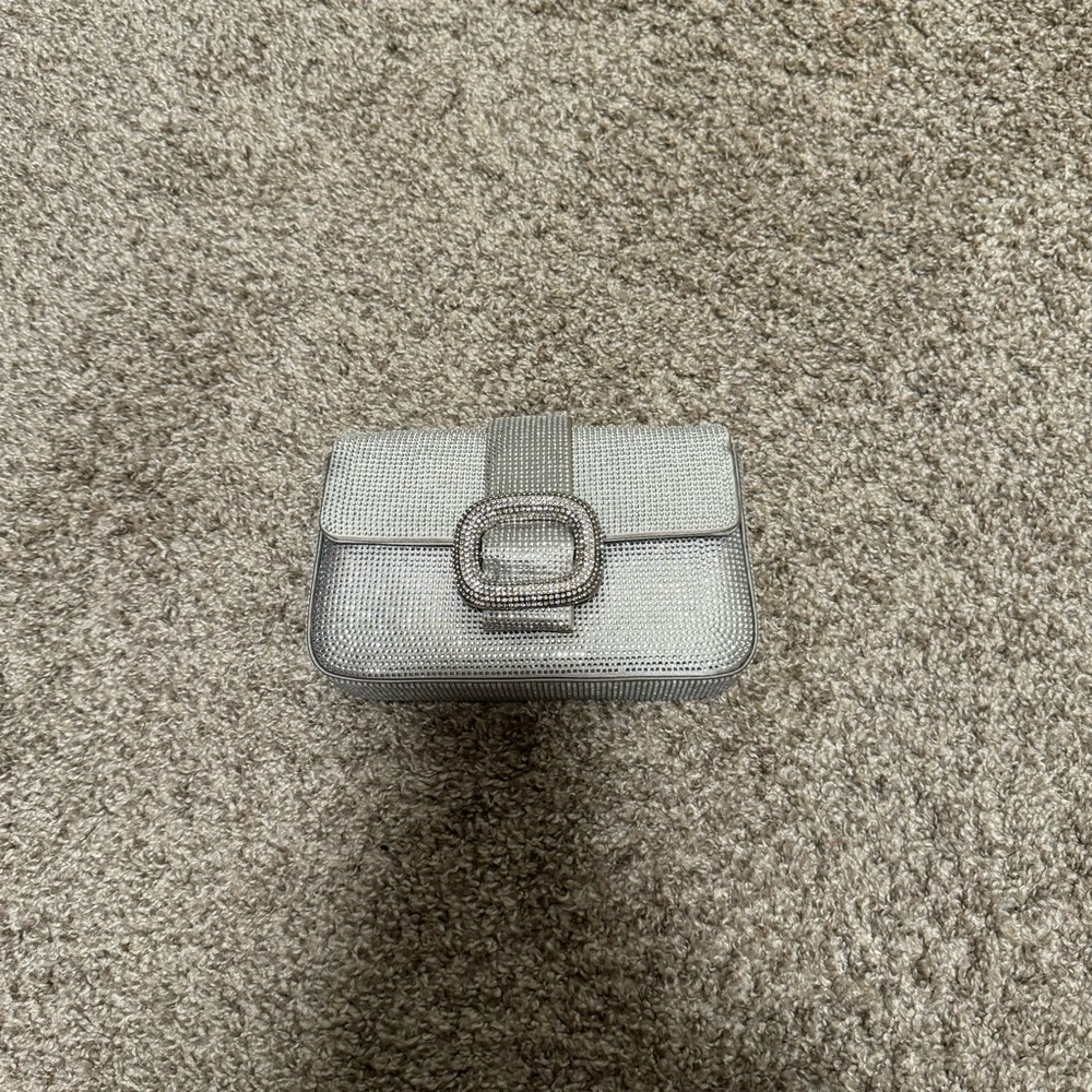 Zara silver clutch bag